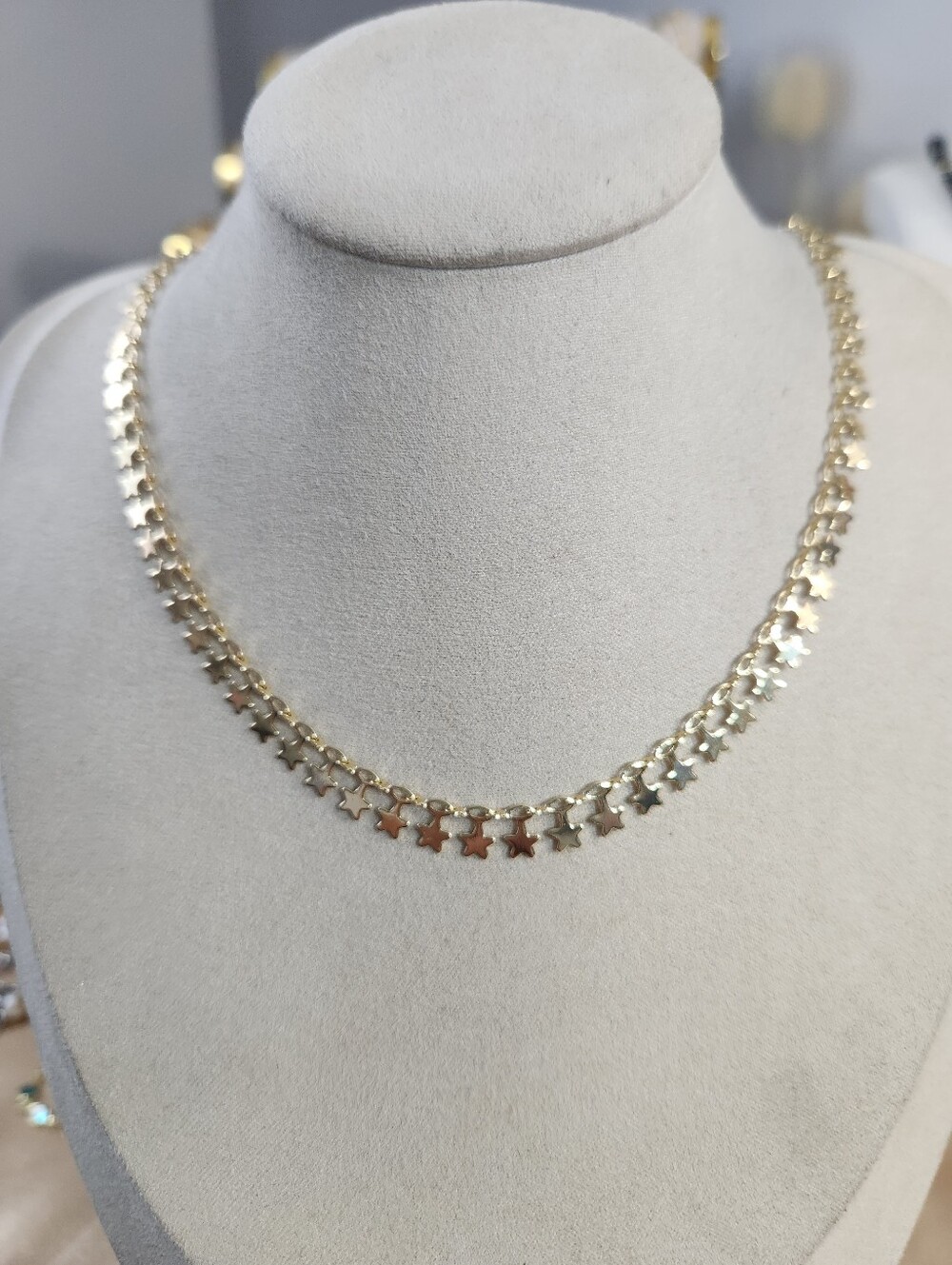 14k Gold Plated Stars Stacking Necklace